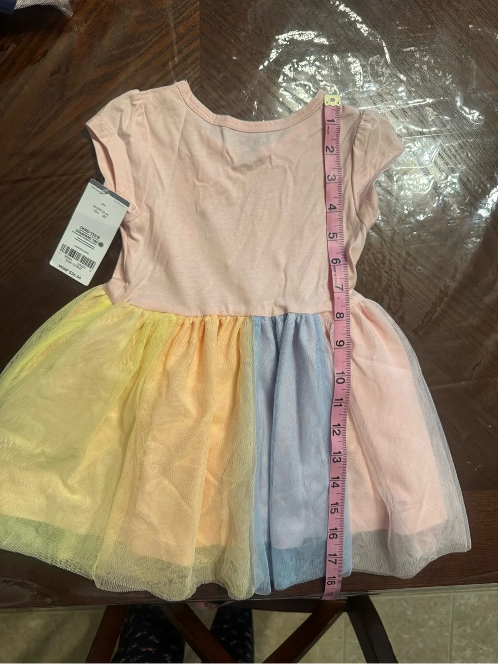 Carter's Pink Bodice Pastel Rainbow Tulle Skirt Dress